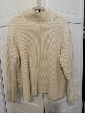 GAP Cream Ribbed Funnel Neck Sweater